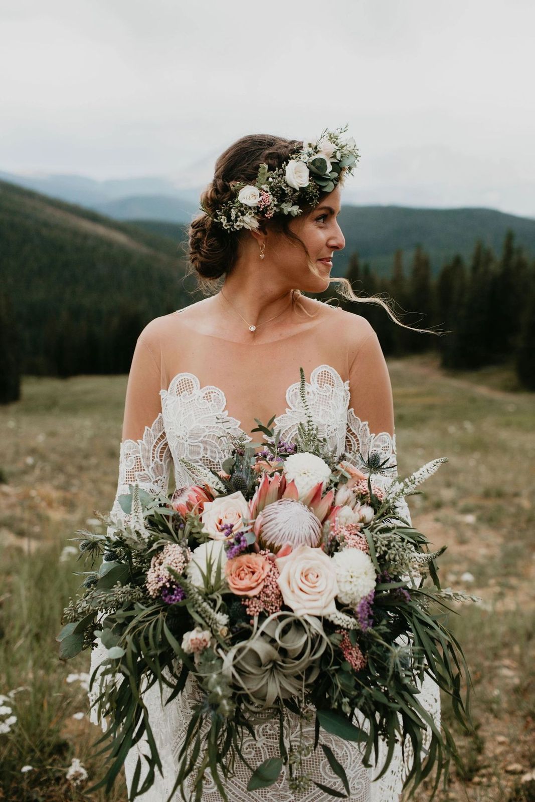 One of my favorite brides from Florida. Braided boho crown.