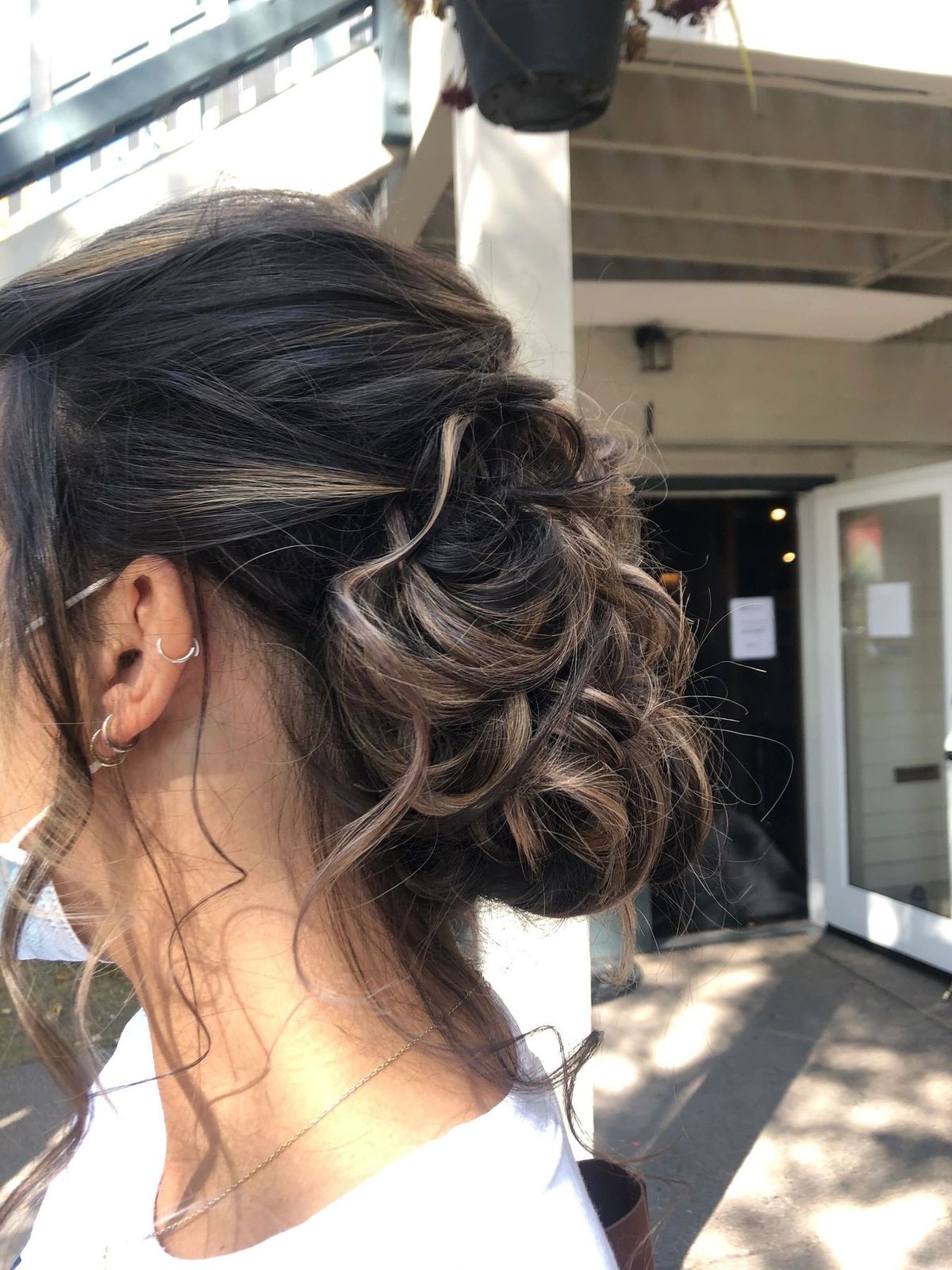 Long hair bridesmaid styling.